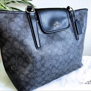 Authentic COACH Leather Signature Canvas Zip Tote